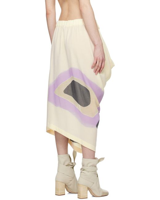 Issey Miyake Natural Off- Graphic Midi Skirt