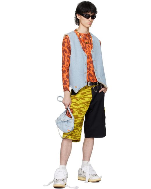 ERL Yellow Printed Cargo Shorts for men