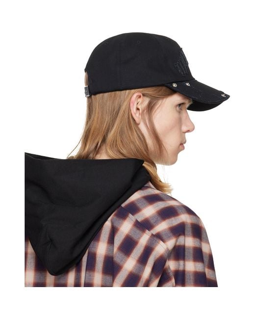 we11done Blue Gothic Logo Vintage Baseball Cap for men