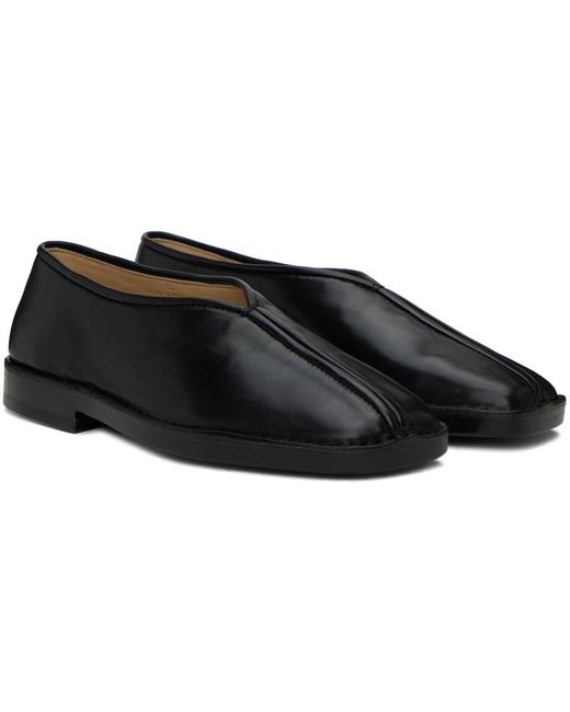 Lemaire Black Flat Piped Slippers for men