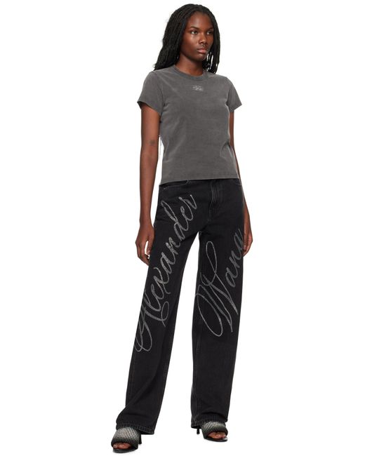 T By Alexander Wang Black Blade Logo-embossed T-shirt