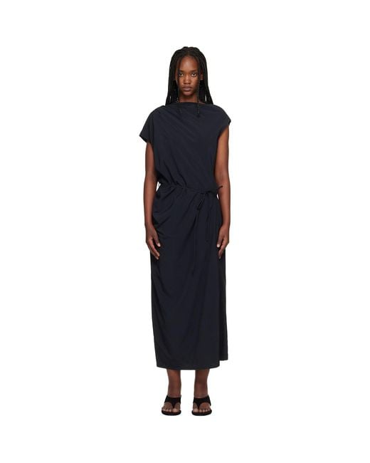 LE17SEPTEMBRE Black Asymmetrical Draped Midi Dress