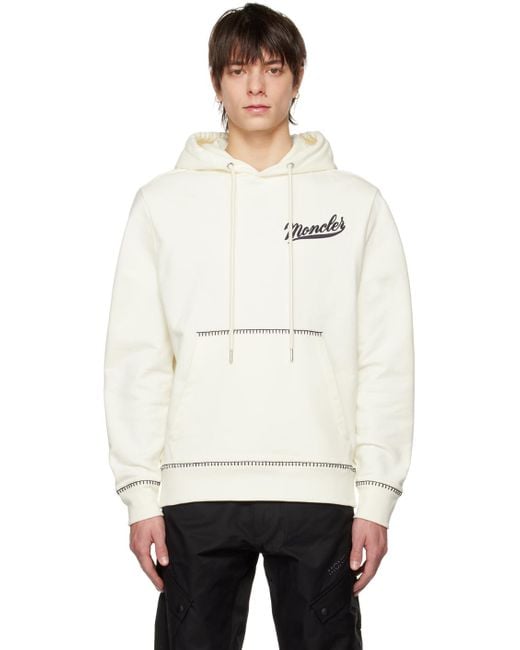 Moncler Off-white Embroidered Hoodie for men