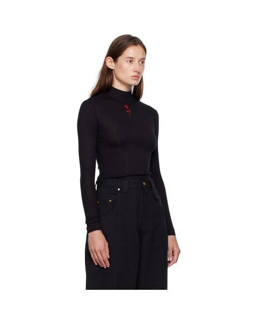 Willy Chavarria Black Gabriela Mock Neck Top
