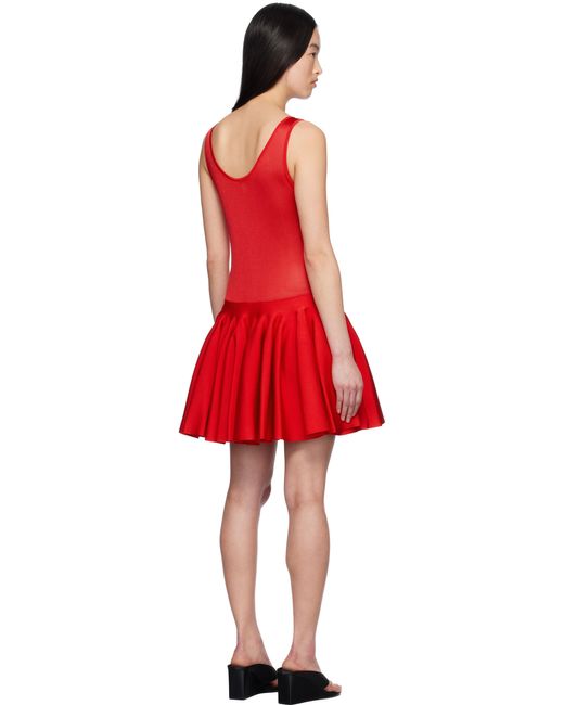 Alaïa Red Knit Godet Minidress