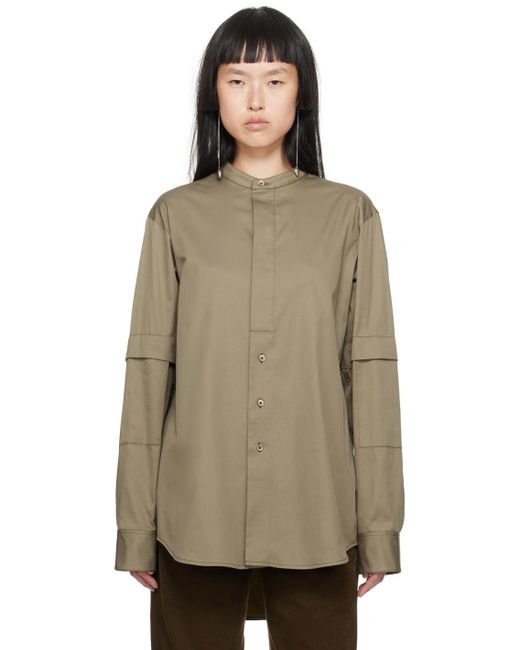 Lemaire Brown Taupe Officer Collar Shirt
