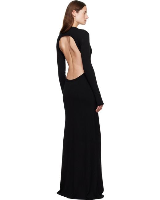 Ann Demeulemeester Black Eva Long Open Back Knitted Maxi Dress