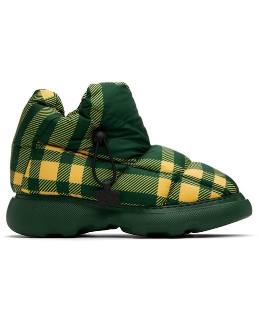 Burberry Check Pillow Boots in Green for Men | Lyst