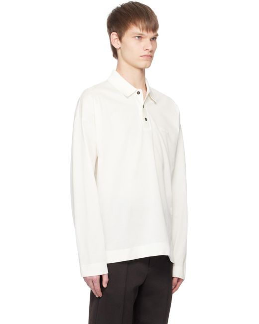 メンズ Ferragamo オフホワイト ロゴ刺繍 ポロシャツ White