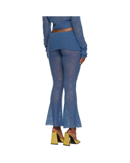 Juneyen Blue Hollow Out Trousers