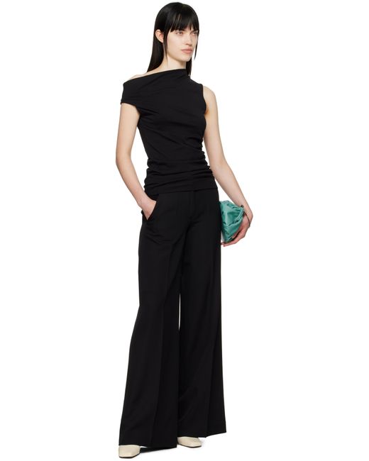 Dries Van Noten Black Off-Shoulder Jersey Tank Top