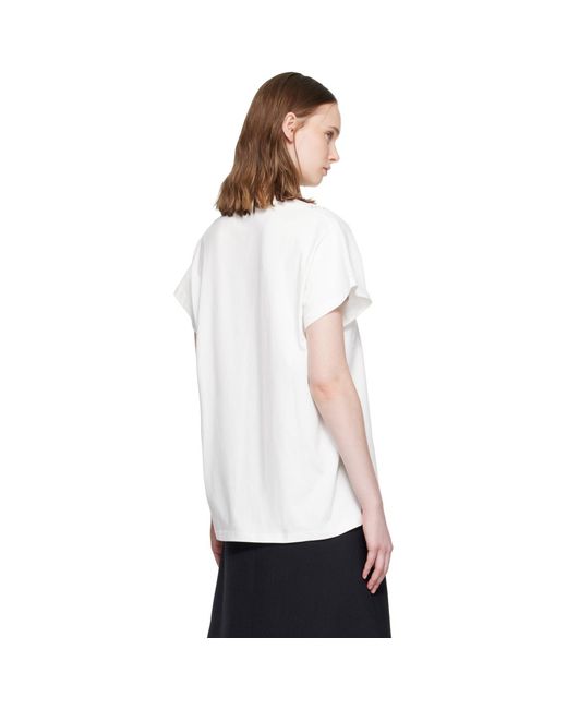 Stella McCartney White Lace Mix Washed Jersey Cotton T-Shirt
