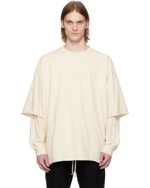 Rick Owens Natural Off- Hollywood Tommy Hustler T-Shirt for men