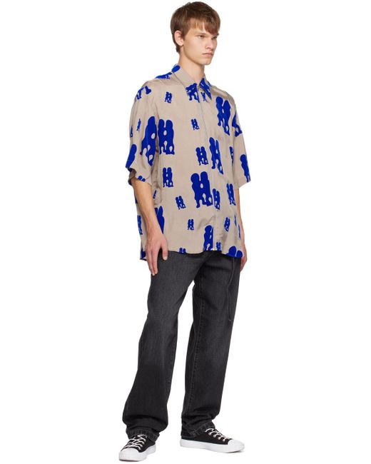 Chemise à motif graphique feutré Acne pour homme en coloris Blue