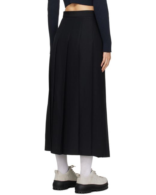 Auralee Black Pleated Midi Skirt
