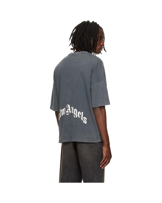 Palm Angels Blue Skull Loose T-Shirt for men