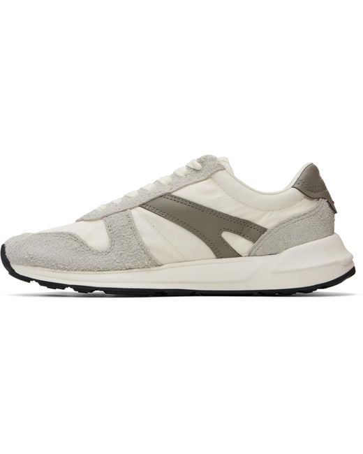HUGO White Off- & Logo Detail Suede-Trim Sneakers for men