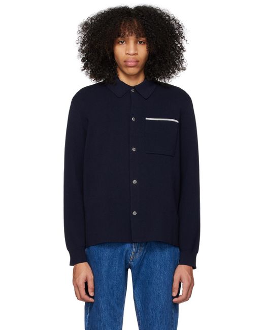 Norse Projects Blue Navy Erik Milano Cardigan for men