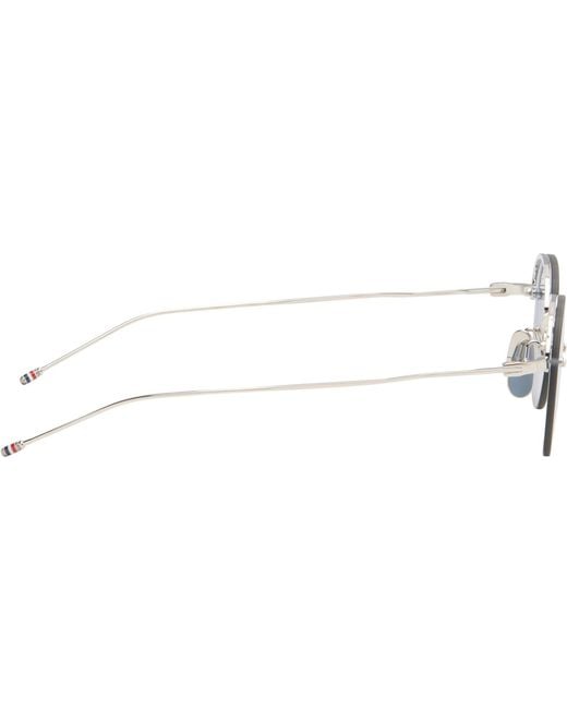 Thom Browne Blue Semi-Rimless Oval Titanium Sunglasses for men