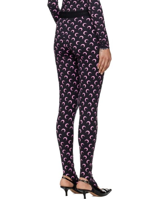 MARINE SERRE Black Recycled Moon Jersey Stirrup Leggings