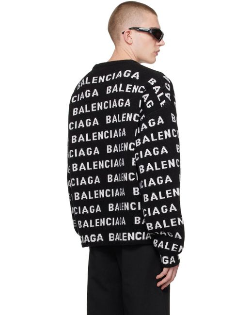 メンズ Balenciaga ジャカードロゴ セーター Black