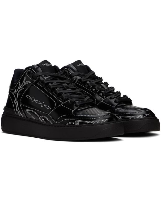 Baskets mi-montantes b-court noires en cuir verni à motif graphique Balmain pour homme en coloris Black