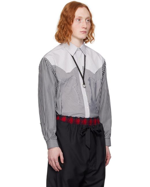 Maison Margiela Black & White Patchwork Long Sleeve Shirt for men