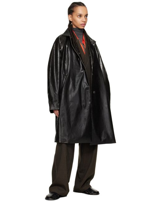 Cordera ブラック Scratched フェイクレザー コート Black