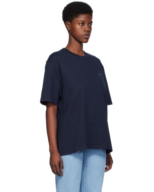 AMI Navy Blue Cotton Oversize T-shirt