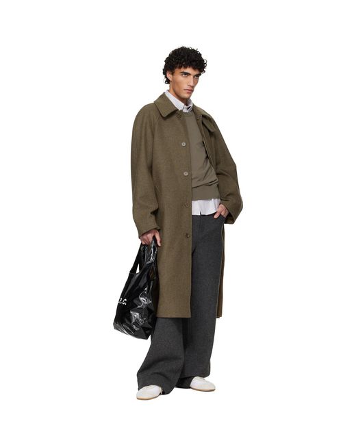 A.P.C. Black Khaki Raglan Sleeve Coat for men