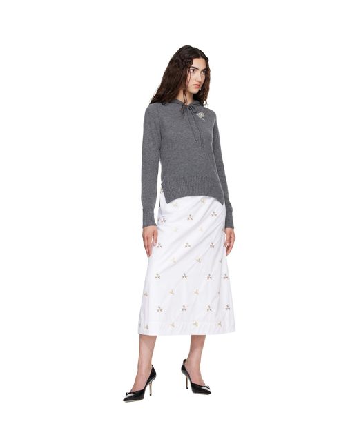 Simone Rocha Gray Embellished Relaxed Cashmere Hoodie