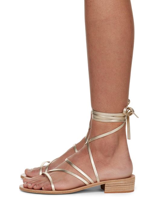 Ancient Greek Sandals Brown Gold Hara Heeled Sandals