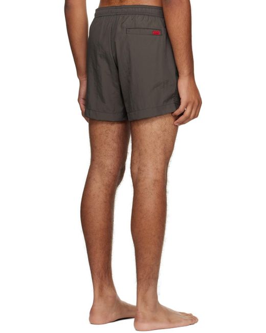 HUGO Black Gray Quick-drying Swim Shorts for men