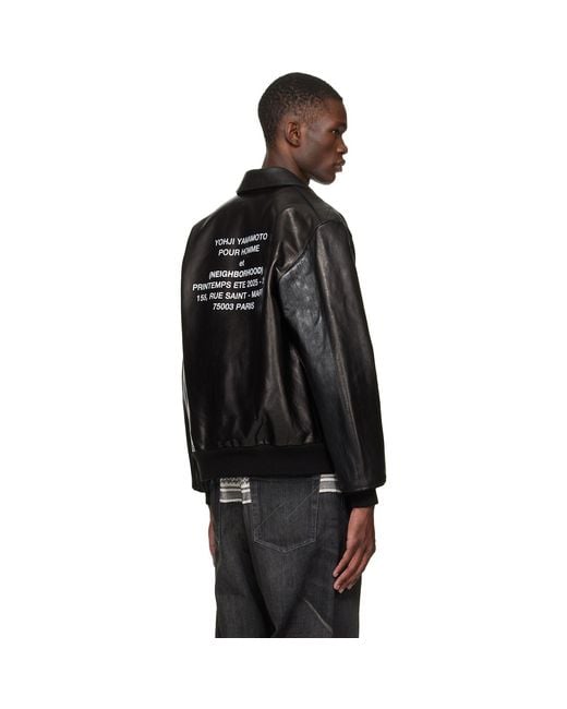 Yohji Yamamoto Black Neighborhood Edition Leather Jacket for men