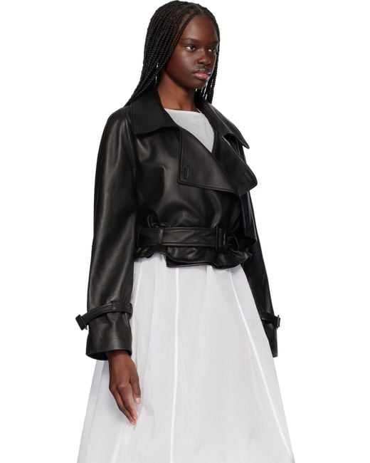 Nour Hammour ブラック Hatti クロップド レザージャケット Black