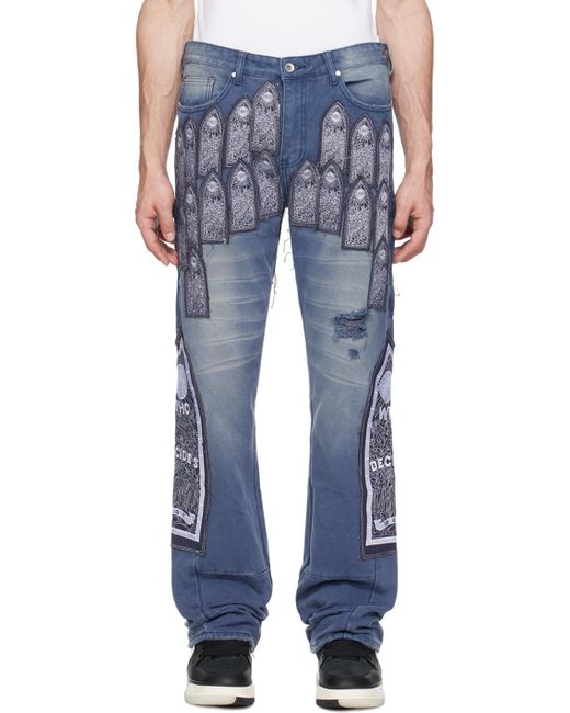 Who Decides War Blue Patch Trousers for men