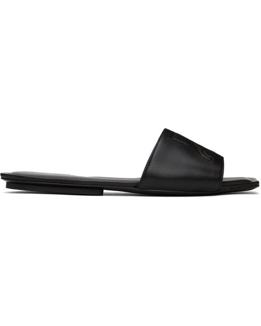 Courreges Black Logo Leather Flat Sandals