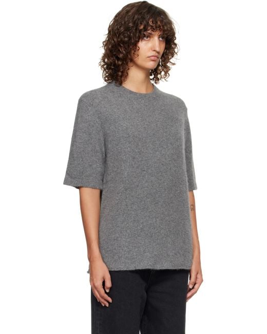 Loulou de Saison Gray Raven Yak Blend Short Sleeves Sweater