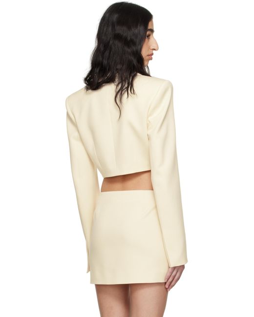 Area Natural Off- Crystal Brooch Cropped Jacket