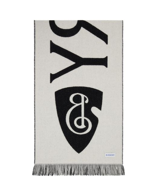 Burberry Black Off- Logo Wool Scarf for men