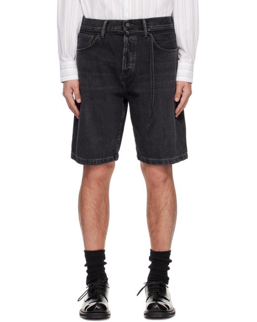 Acne Black Faded Denim Shorts for men