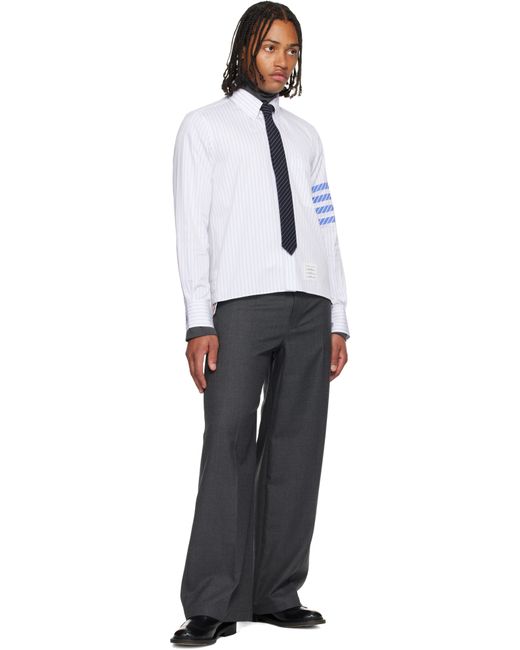 Cravate Bleu Marine En Laine À Torsion Élevée À Rayures Fines Thom Browne pour homme en coloris Black