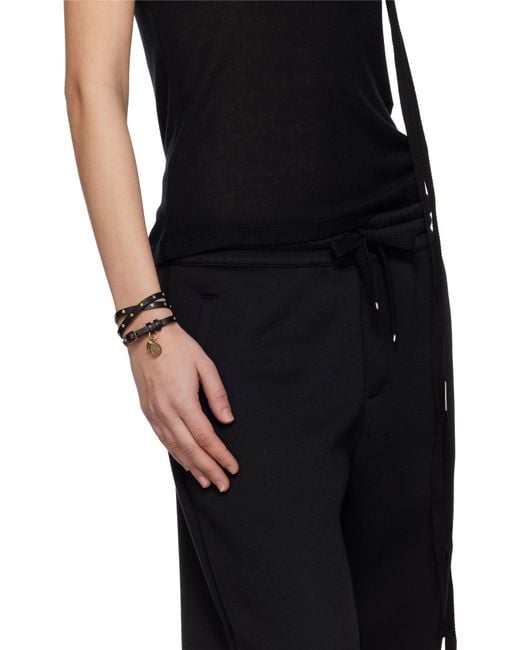 Alexander McQueen Black Hammered Studs Double-Wrap Bracelet
