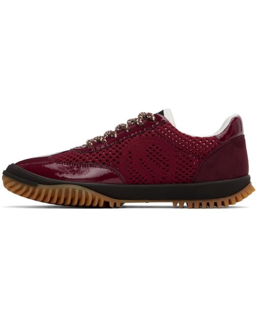Stella McCartney Red Burgundy S-Wave Sport Mesh Paneled Sneakers