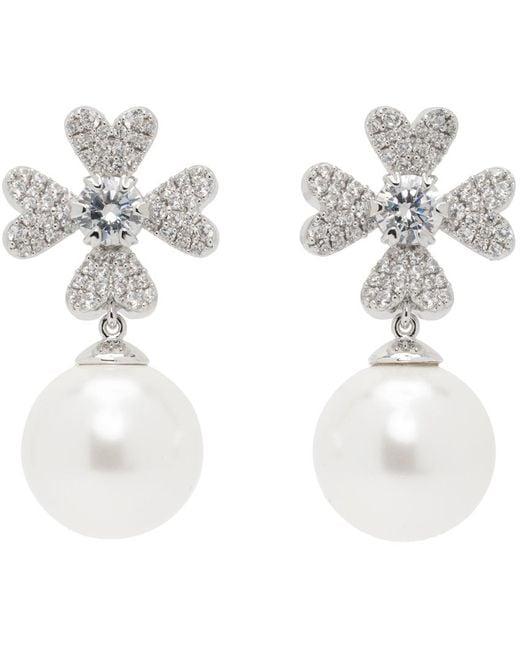 ShuShu/Tong White Yvmin Edition Cruciate Flower Pearl Earrings