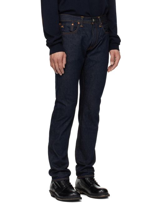 RRL Blue Slim Fit Once-Washed Selvedge Jeans for men