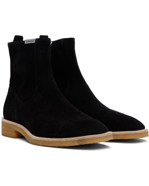 Represent Black Crepe Chelsea Boots for men