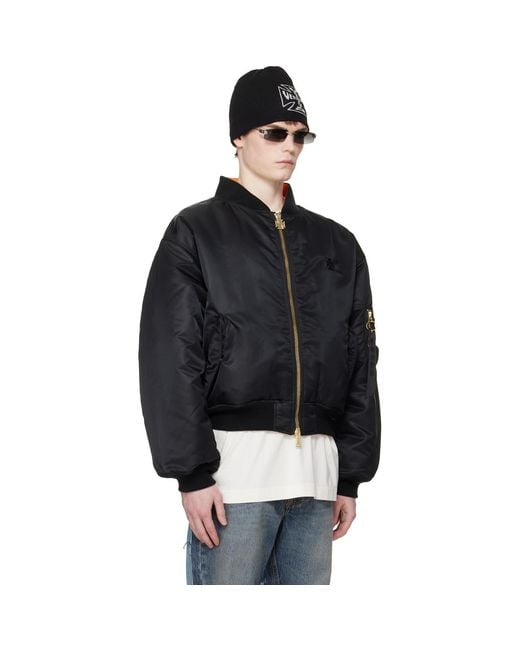 Vetements Black Leather Crosses Bomber Jacket for men