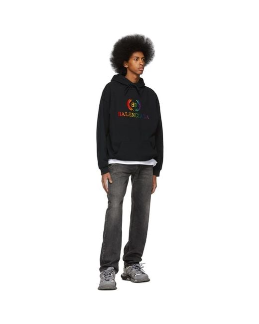 Balenciaga Black Rainbow Bb Hoodie for Men Lyst
