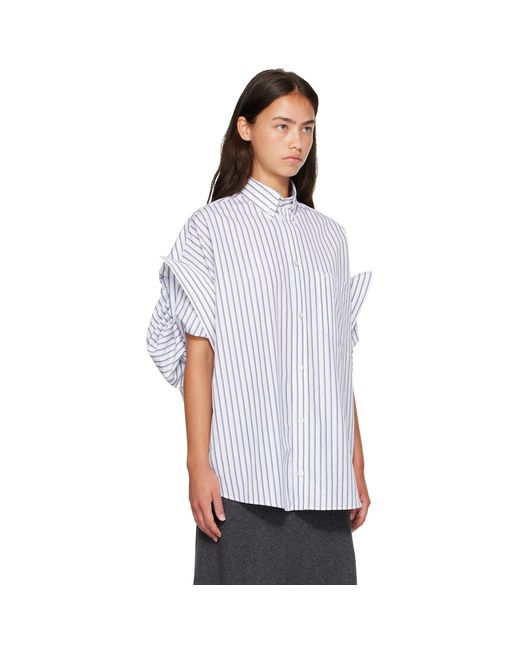 Balenciaga White Tucked Sleeve Shirt